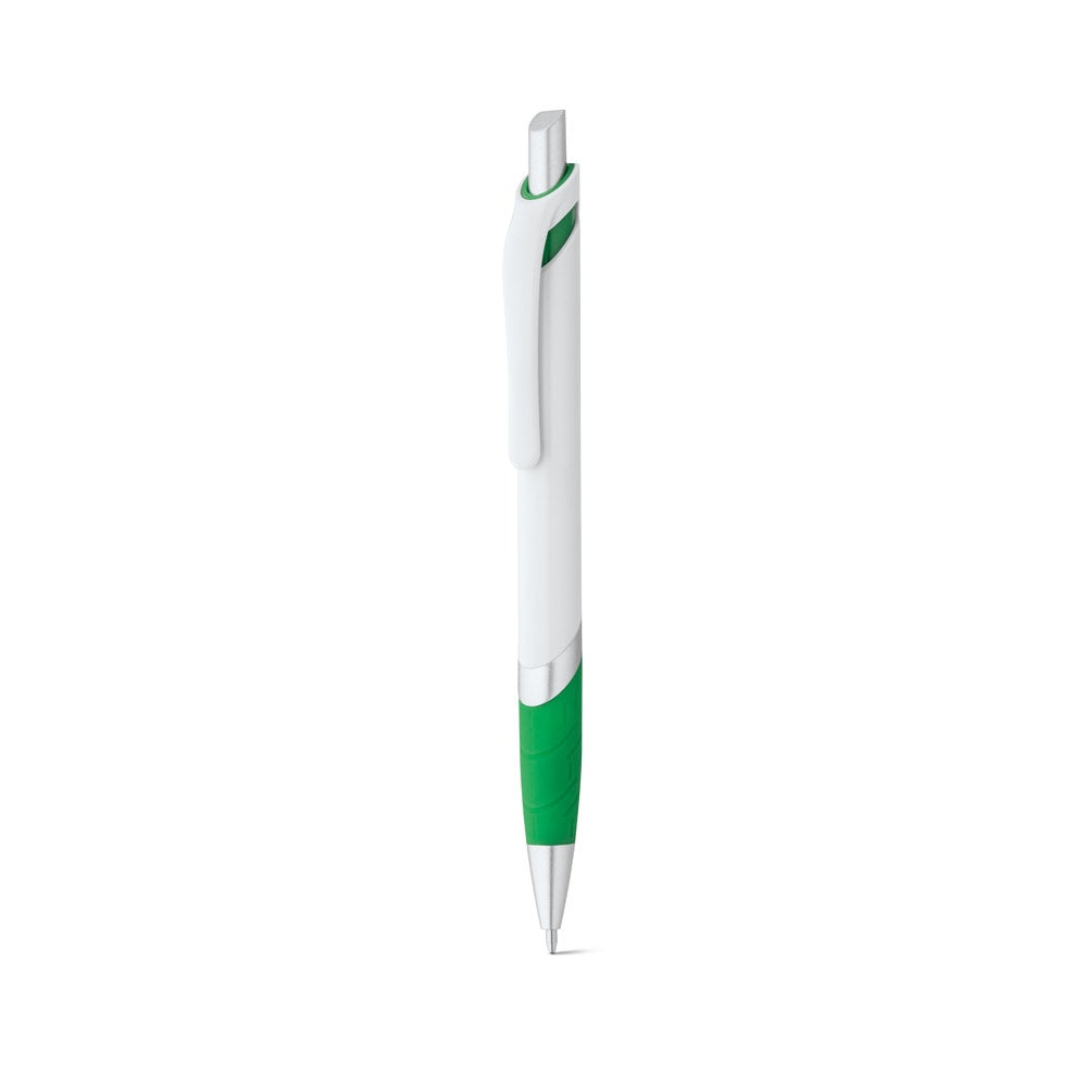 MOLLA promotional pen in green (detail view) with custom logo branding