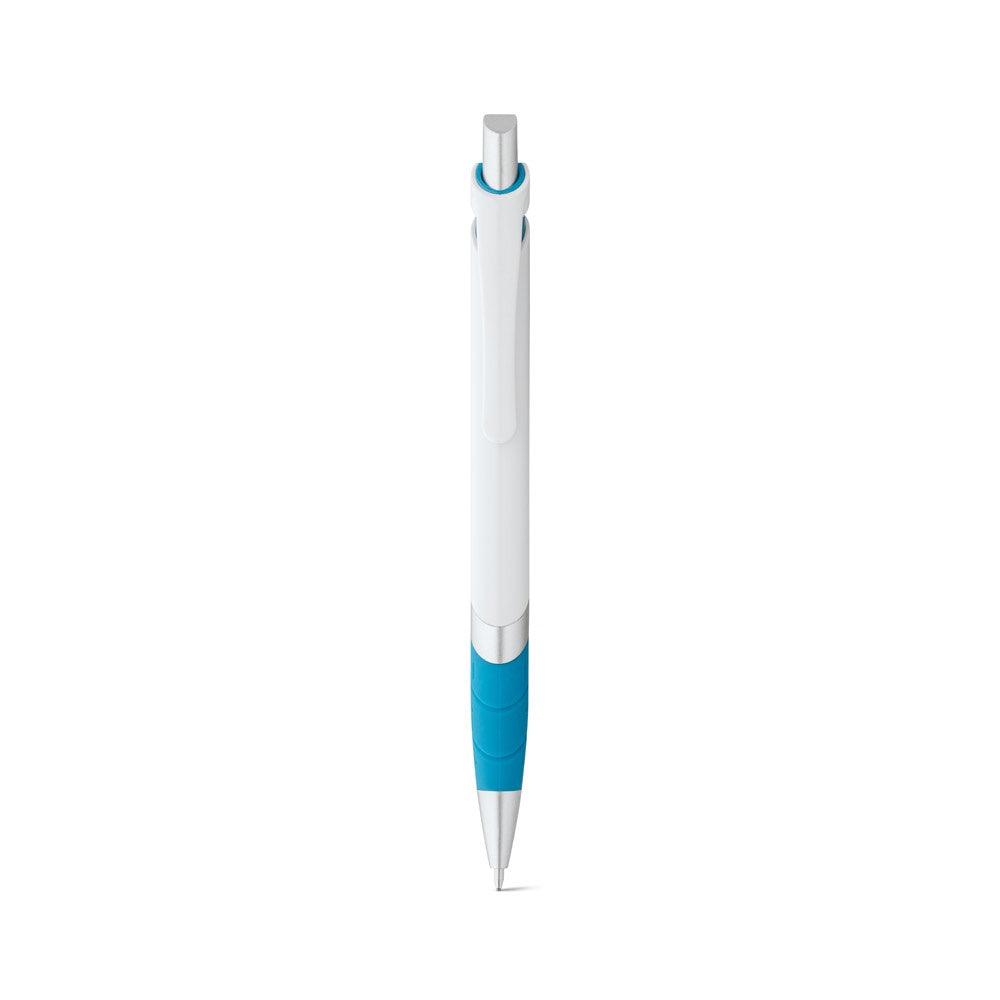 MOLLA promotional pen in light blue (detail view) with custom logo branding