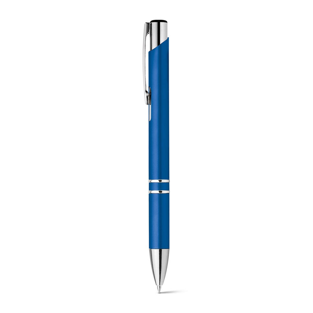 BETA PLASTIC promotional pen in blue with custom logo branding