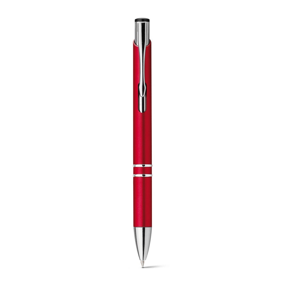 BETA PLASTIC promotional pen in red (detail view) with custom logo branding