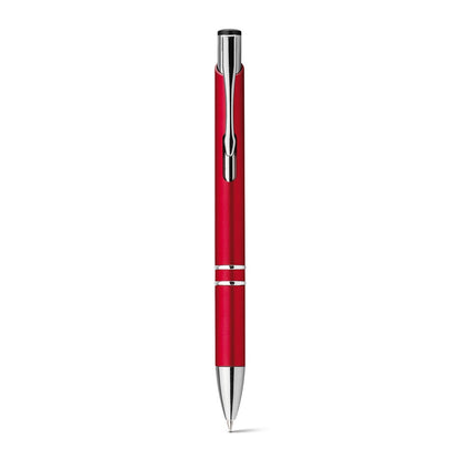 BETA PLASTIC promotional pen in red (detail view) with custom logo branding