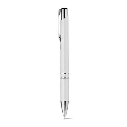 BETA PLASTIC promotional pen in white with custom logo branding