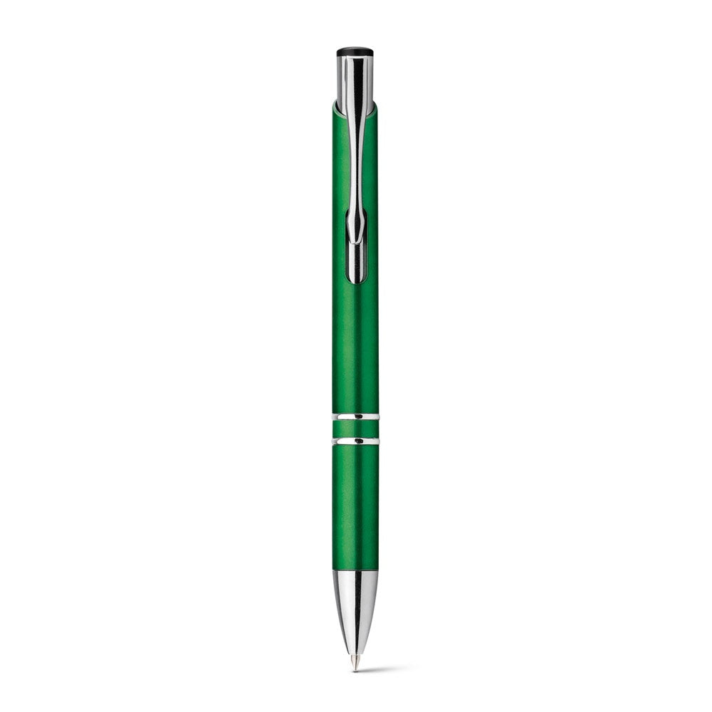 BETA PLASTIC promotional pen in green (detail view) with custom logo branding