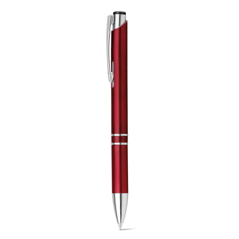BETA PLASTIC promotional pen in burgundy with custom logo branding