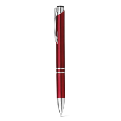 BETA PLASTIC promotional pen in burgundy with custom logo branding