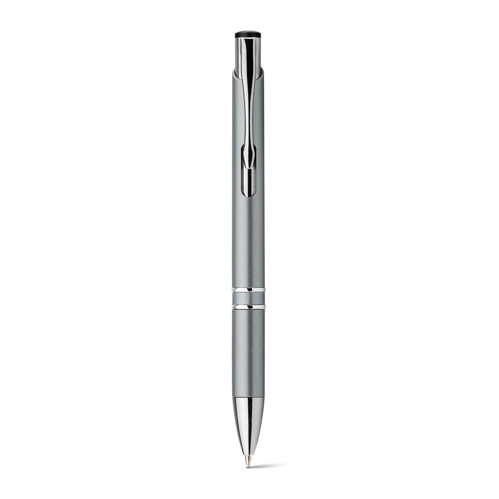 BETA PLASTIC promotional pen in light grey (detail view) with custom logo branding