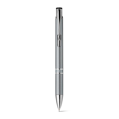 BETA PLASTIC promotional pen in light grey (detail view) with custom logo branding