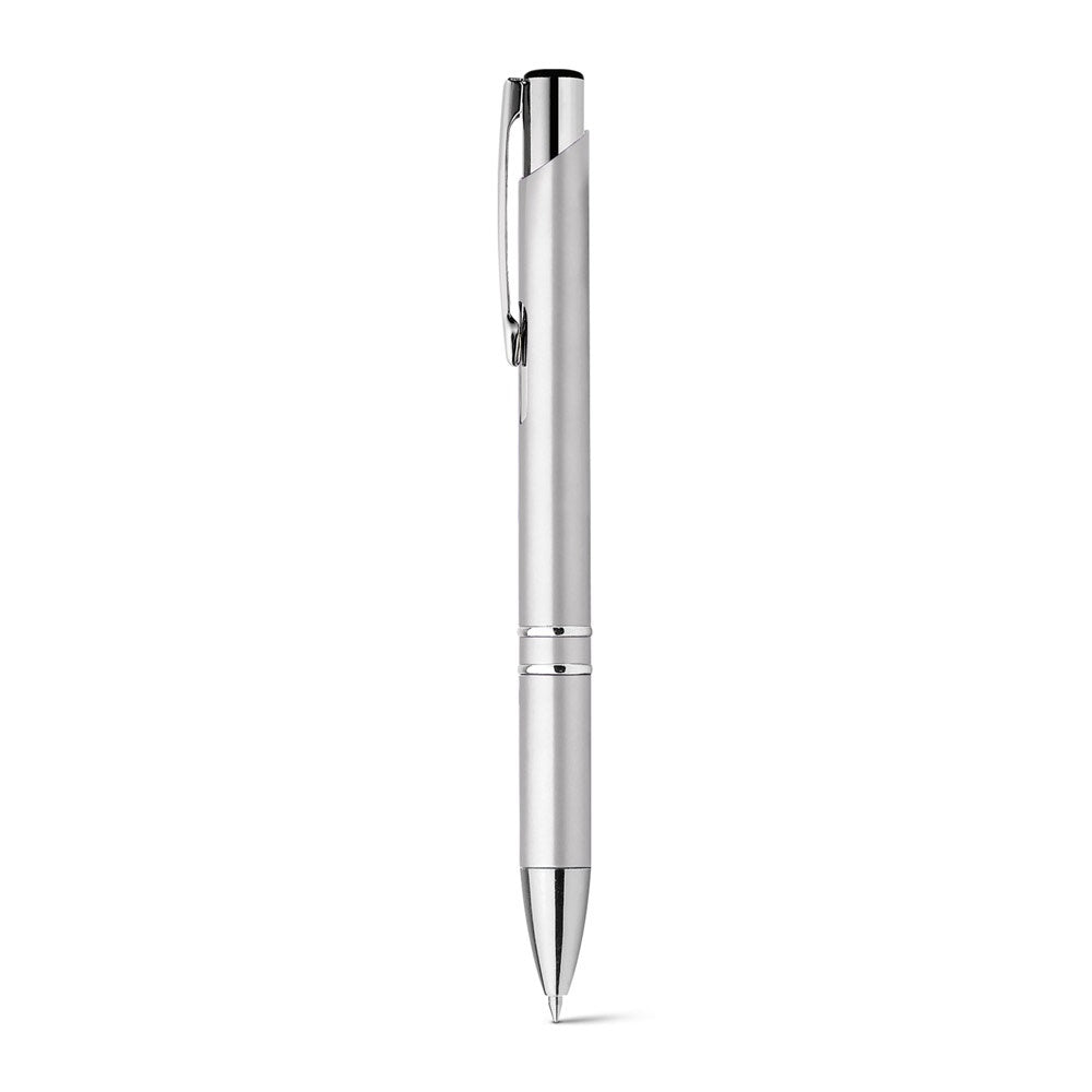 BETA PLASTIC promotional pen in satin silver with custom logo branding