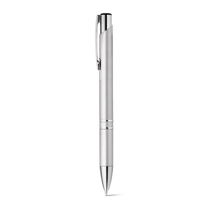 BETA PLASTIC promotional pen in satin silver with custom logo branding