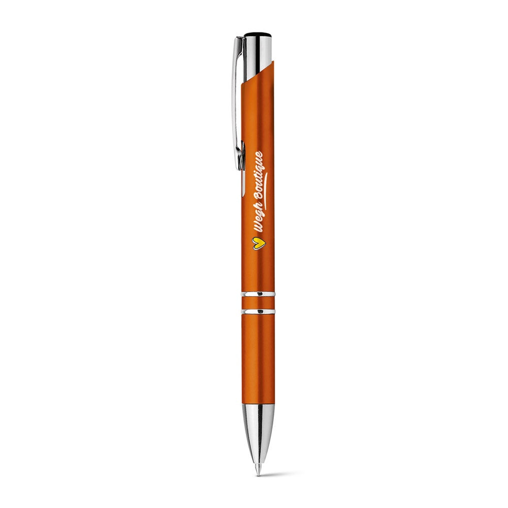 BETA PLASTIC promotional pen in orange with custom logo branding