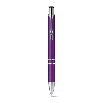 BETA PLASTIC promotional pen in purple (detail view) with custom logo branding
