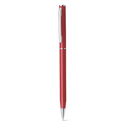 LESLEY METALLIC promotional pen in red (detail view) with custom logo branding