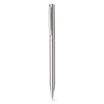 LESLEY METALLIC promotional pen in silver (detail view) with custom logo branding
