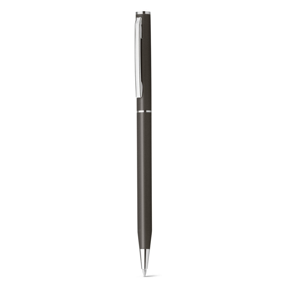 LESLEY METALLIC promotional pen in gun metal (detail view) with custom logo branding