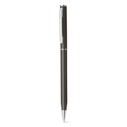 LESLEY METALLIC promotional pen in gun metal (detail view) with custom logo branding