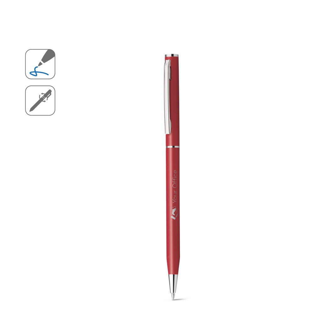 LESLEY METALLIC promotional pen (complete set view) with custom logo branding