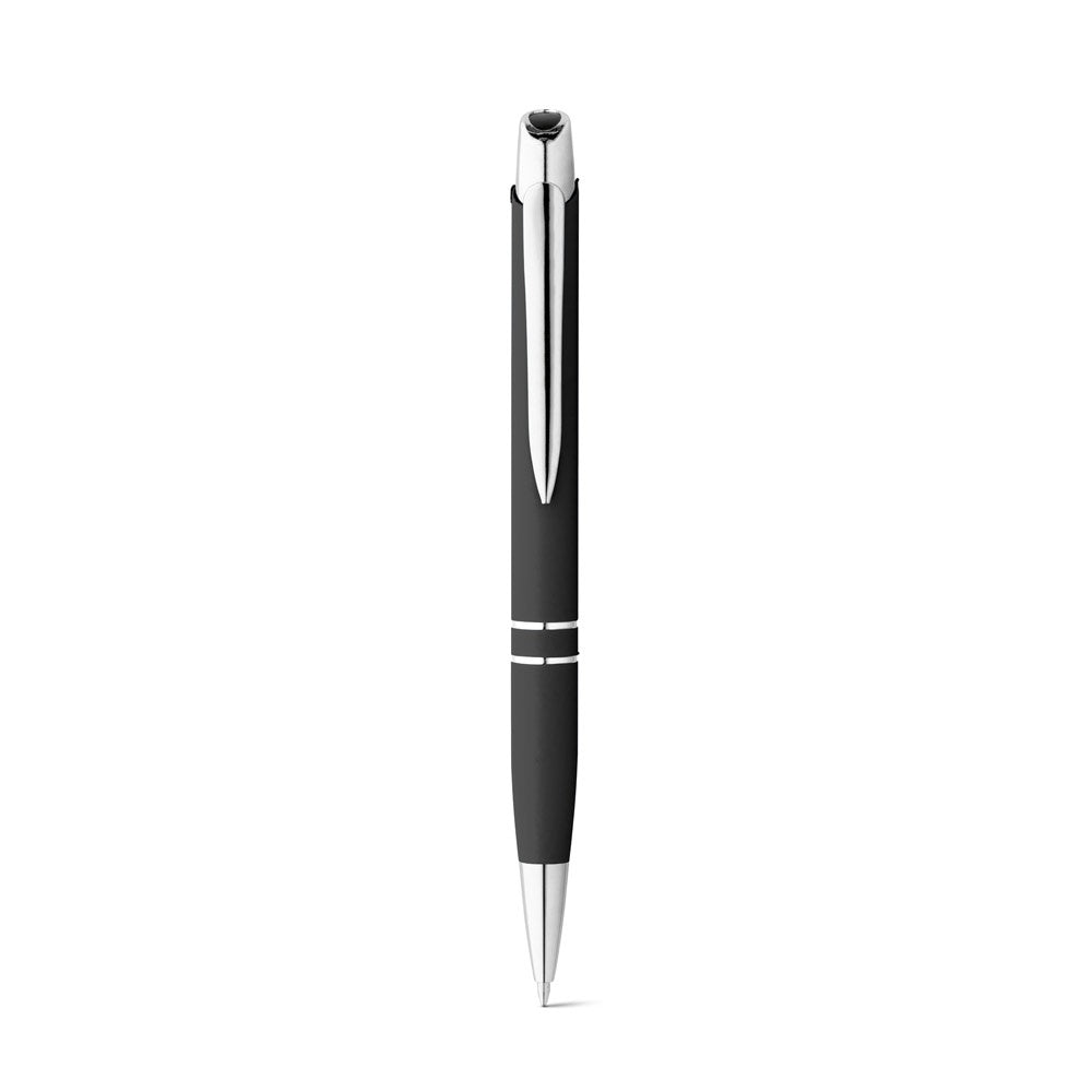MARIETA SOFT promotional pen in black (detail view) with custom logo branding