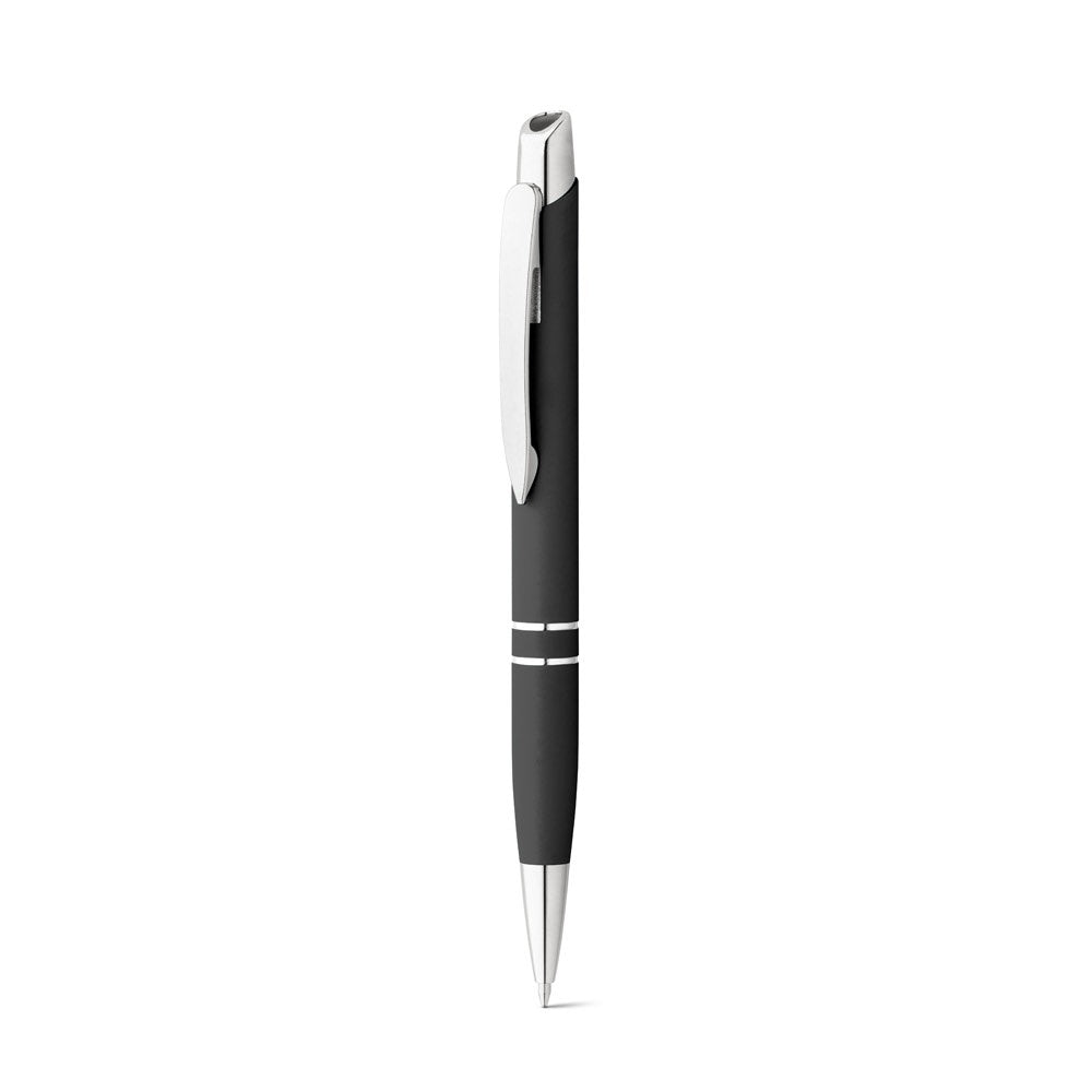 MARIETA SOFT promotional pen in black (detail view) with custom logo branding