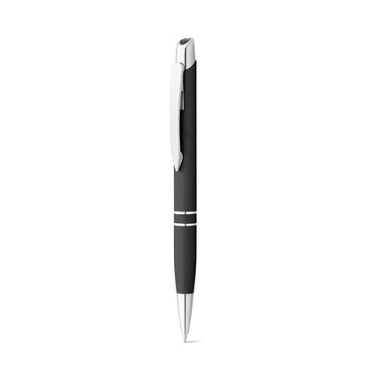 MARIETA SOFT promotional pen in black (detail view) with custom logo branding