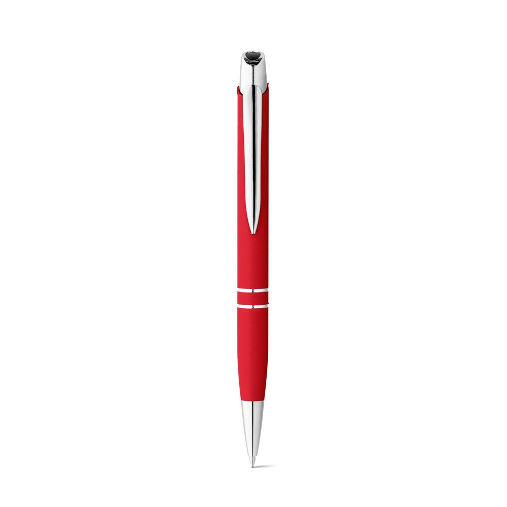 MARIETA SOFT promotional pen in red (detail view) with custom logo branding
