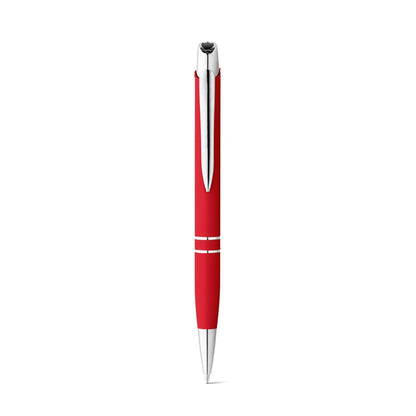 MARIETA SOFT promotional pen in red (detail view) with custom logo branding