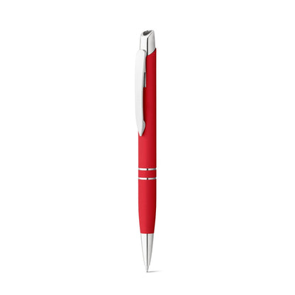 MARIETA SOFT promotional pen in red (detail view) with custom logo branding