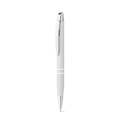 MARIETA SOFT promotional pen in white (detail view) with custom logo branding