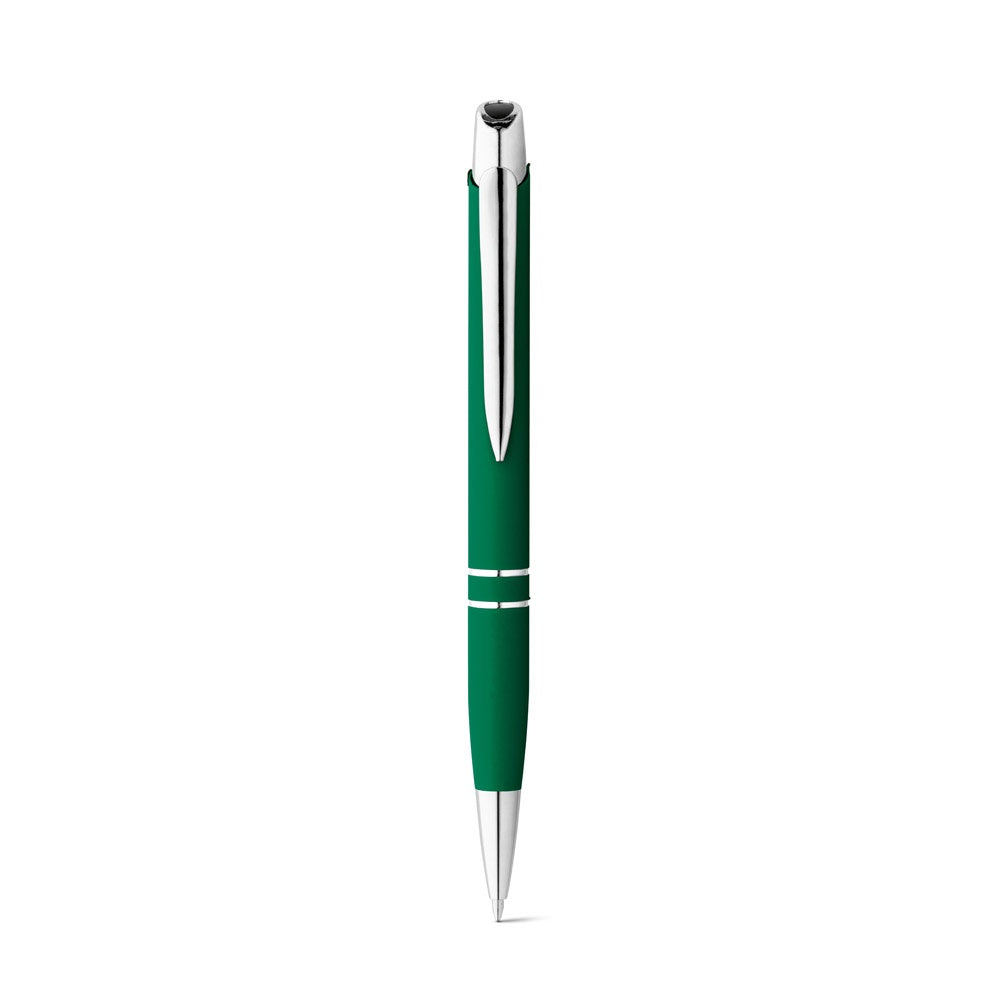 MARIETA SOFT promotional pen in green (detail view) with custom logo branding
