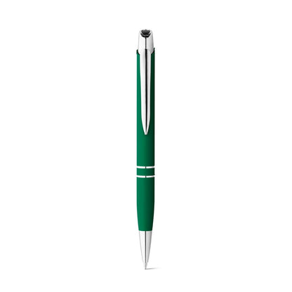 MARIETA SOFT promotional pen in green (detail view) with custom logo branding