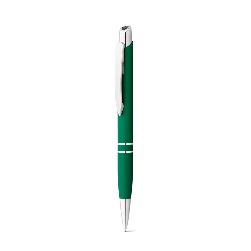 MARIETA SOFT promotional pen in green (detail view) with custom logo branding