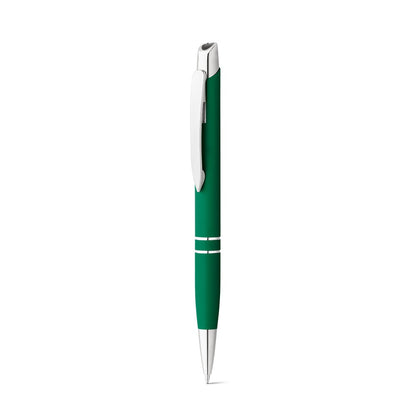 MARIETA SOFT promotional pen in green (detail view) with custom logo branding