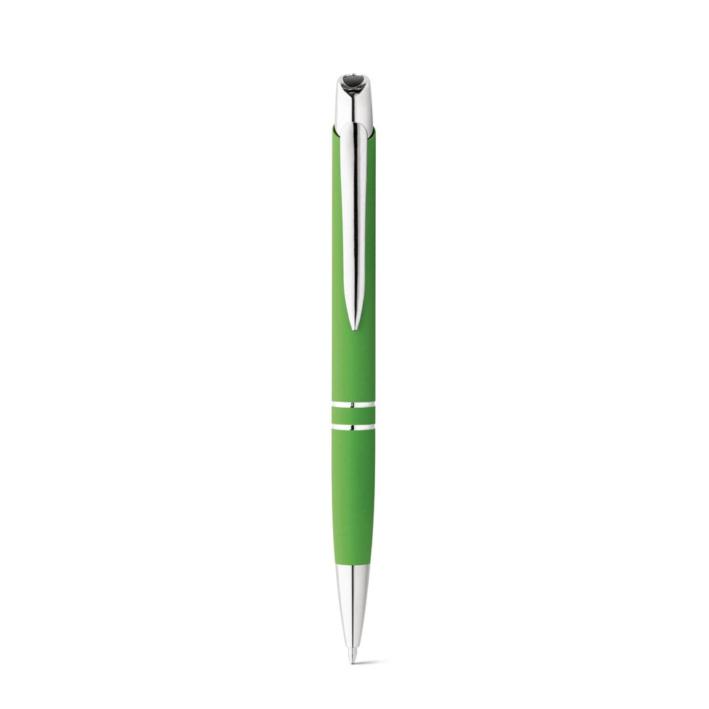 MARIETA SOFT promotional pen in light green (detail view) with custom logo branding