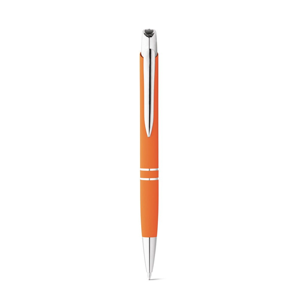MARIETA SOFT promotional pen in orange (detail view) with custom logo branding