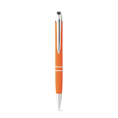 MARIETA SOFT promotional pen in orange (detail view) with custom logo branding