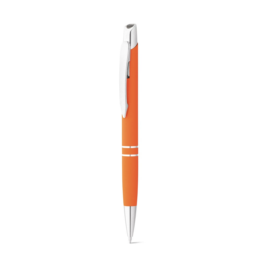 MARIETA SOFT promotional pen in orange (detail view) with custom logo branding