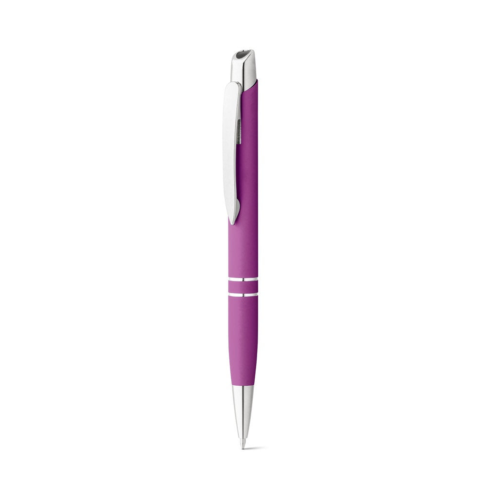 MARIETA SOFT promotional pen in purple (detail view) with custom logo branding