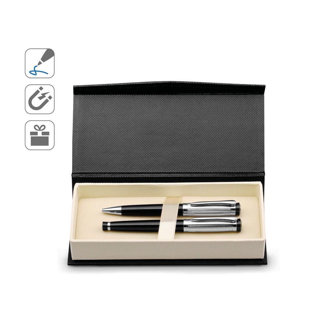 ORLANDO promotional writing set (complete set view) with custom logo branding