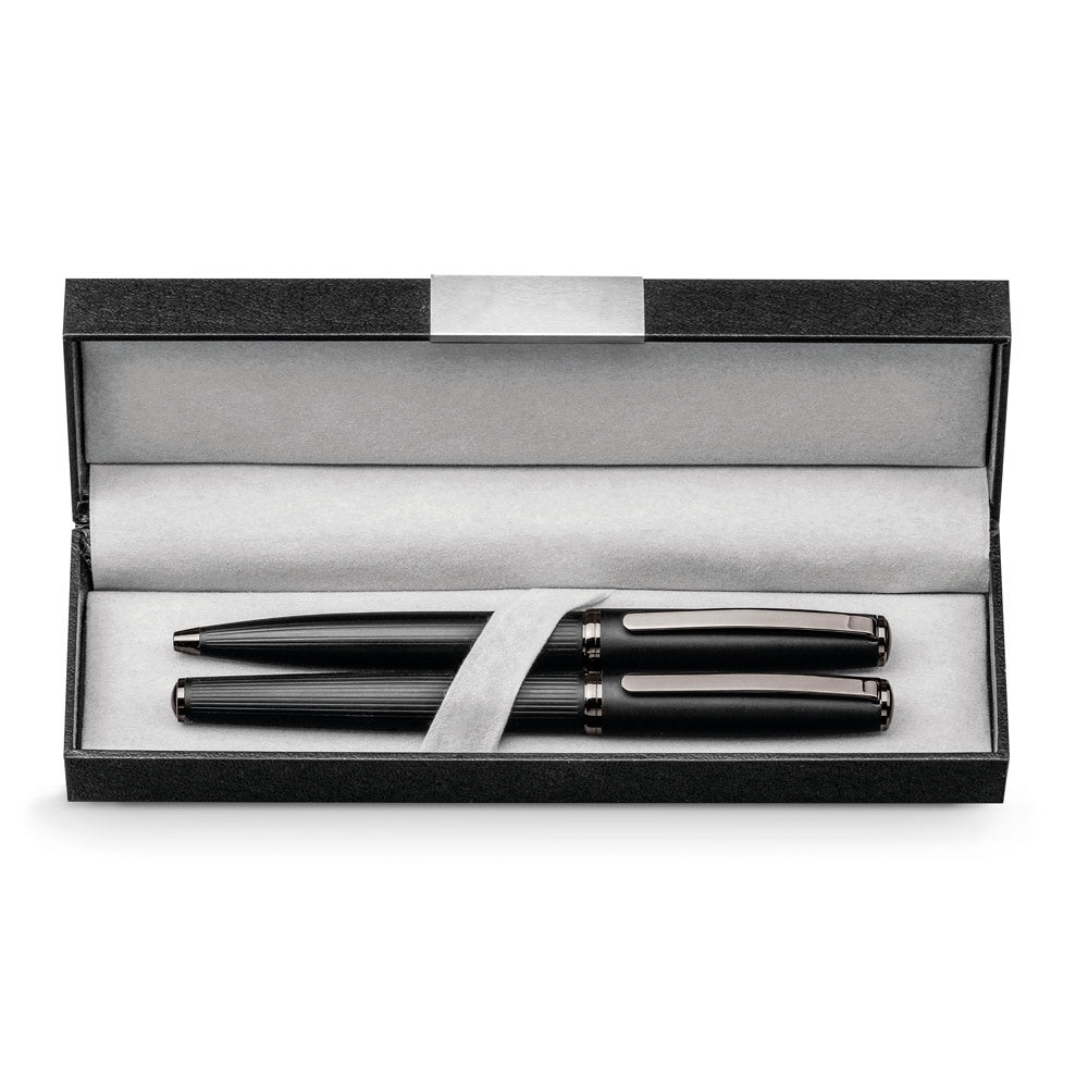 IMPERIO promotional writing set in black with custom logo branding