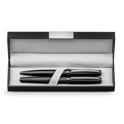 IMPERIO promotional writing set in black with custom logo branding