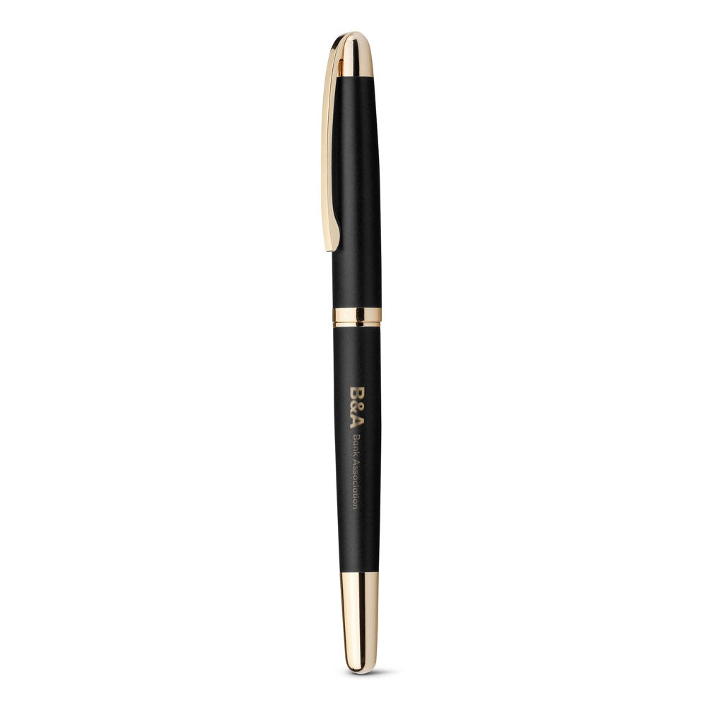 EZEKIEL ROLLER promotional pen in black with custom logo branding