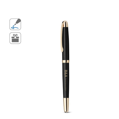 EZEKIEL ROLLER promotional pen (complete set view) with custom logo branding
