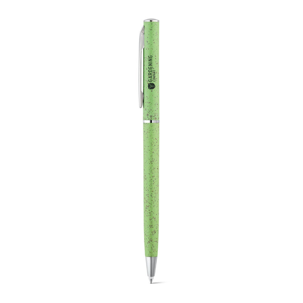 DEVIN promotional pen in light green with custom logo branding