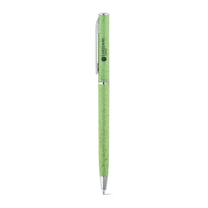 DEVIN promotional pen in light green with custom logo branding
