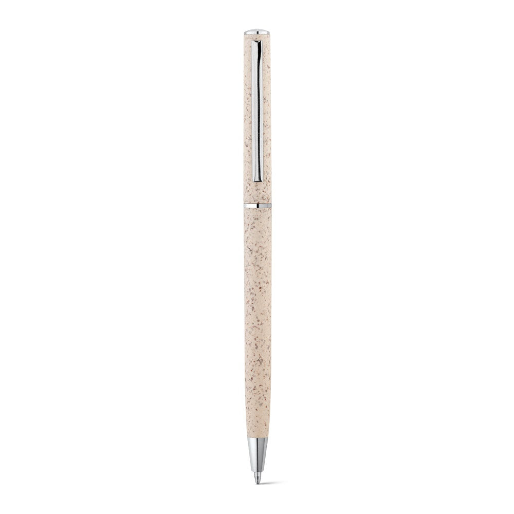 DEVIN promotional pen in light natural (detail view) with custom logo branding