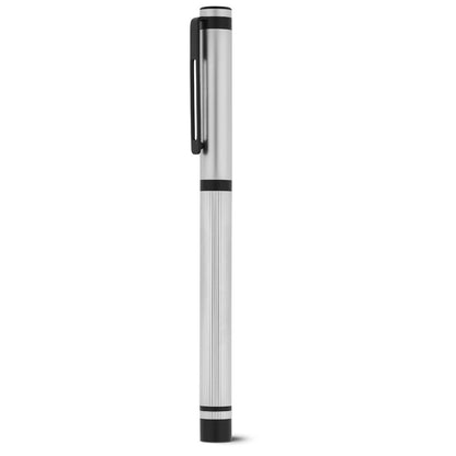 STAIN promotional pen in satin silver (detail view) with custom logo branding