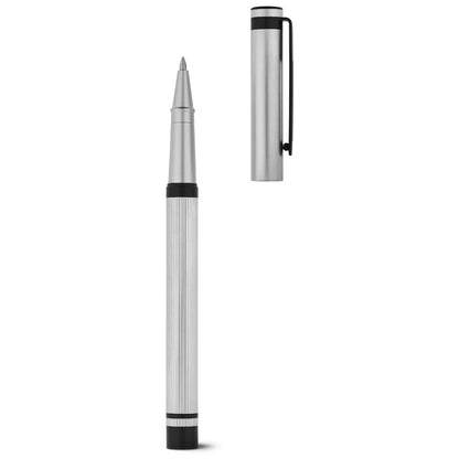STAIN promotional pen in satin silver (detail view) with custom logo branding