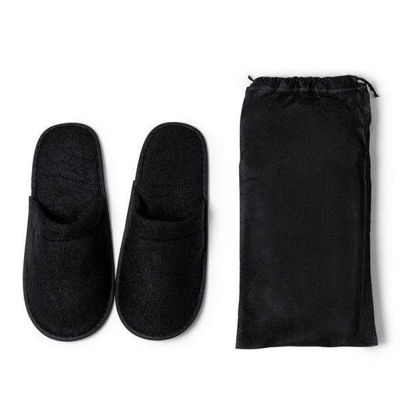 Stamina YLLIER EVA and polyester slippers in black - promotional merchandise printed with your company logo