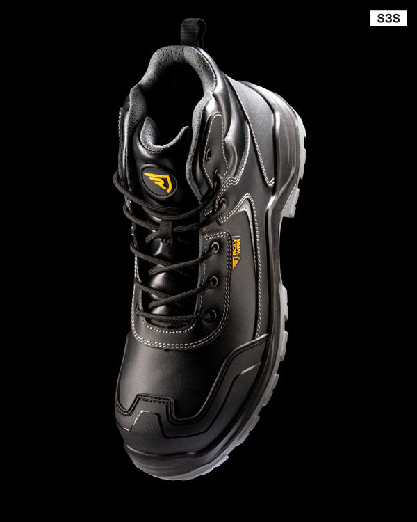 ROLY WRK IRON Unisex work boots in black/lead - promotional clothing printed with your company logo