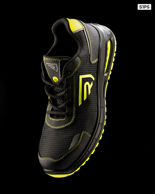 ROLY WRK BERYL Unisex work shoes in black/fluor yellow - promotional clothing printed with your company logo