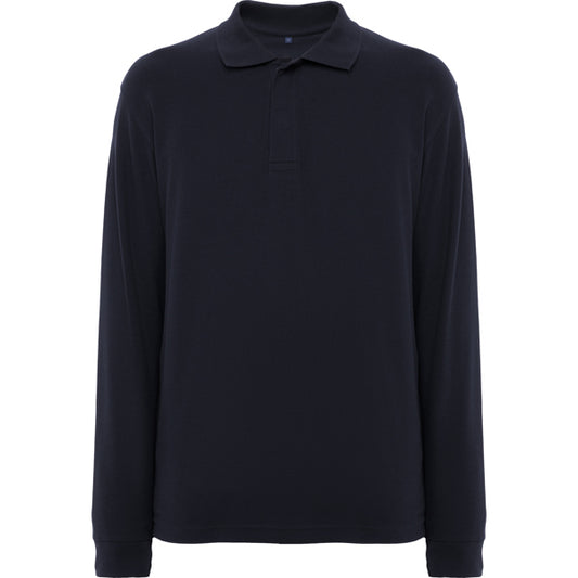 ROLY WRK ROVER L/S Unisex long-sleeve polo shirt in navy blue - promotional clothing printed with your company logo